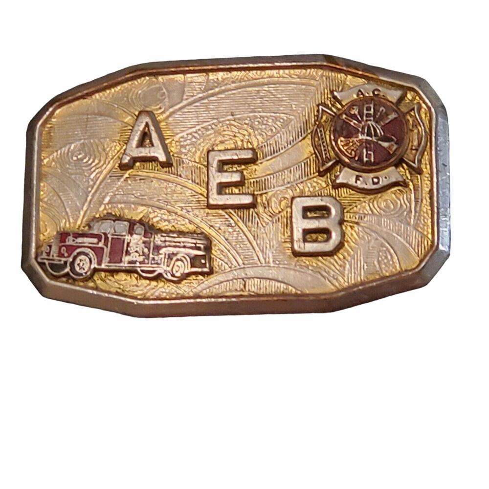 Vintage Metal Hook Fast Fire Department Truck Driver Belt Buckle AEB Collectible